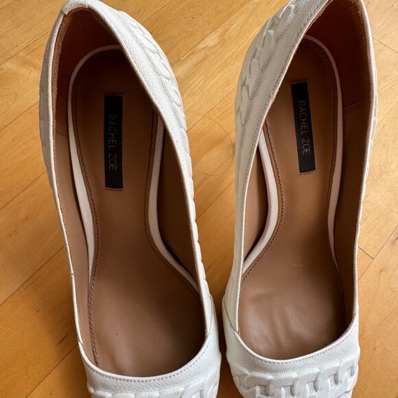 Rachel Zoe Chainlink Leather Pumps in White Size 8.5 - Picture 4 of 7